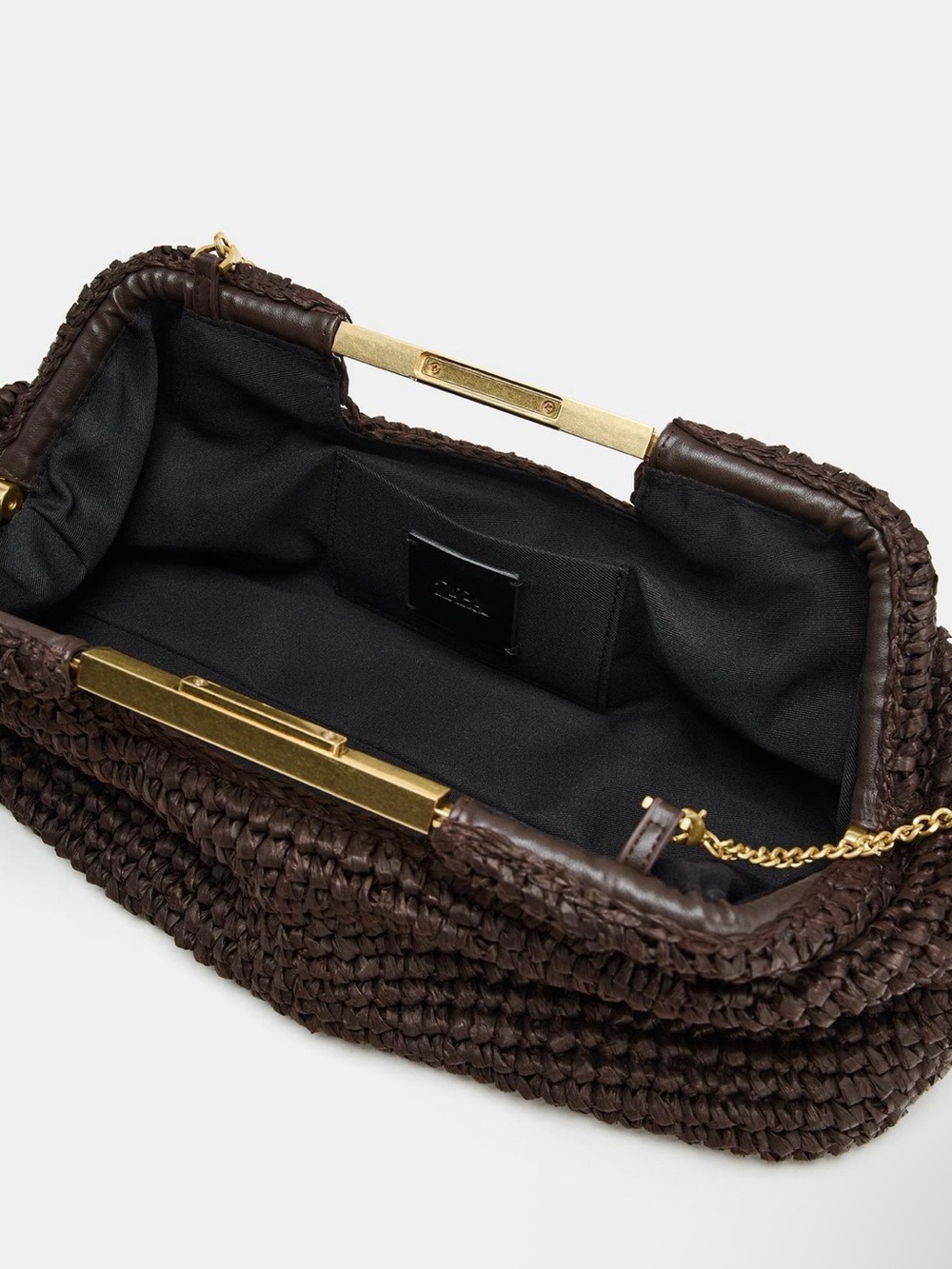 Zara Woven Clutch in Dark Brown - Picture 3 of 3